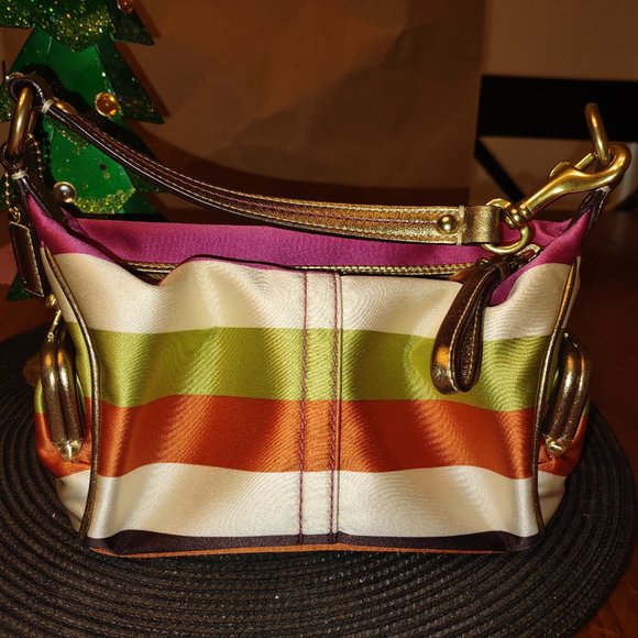 Satin Coach Legacy Stripe Bag - Picture 3 of 6